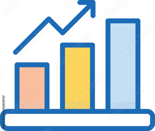 Minimalist flat bar chart icon representing data analysis and growth perfect for business presentations and infographics