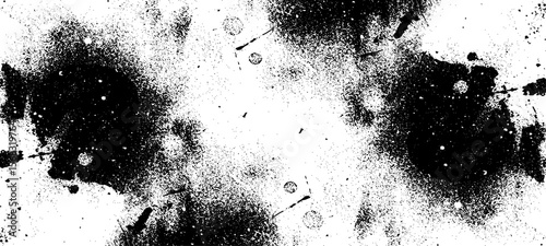 Grainy grunge photo filter background. Black particles, fibers and flecks wallpaper. Vintage rough dirt dotted overlay. Vector sandy gritty template.