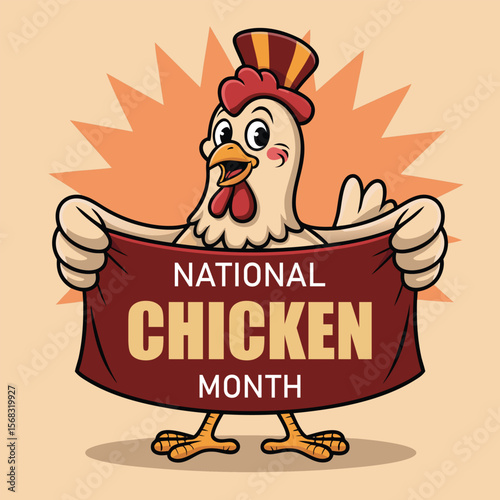 National Chicken Month is observed every year in September. Holiday concept. Template for background, banner, card, poster, placard, design template with unique shapes with standard color.