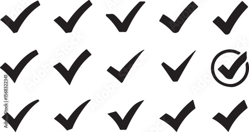 CheckMark vector icon. Set of simple check mark. Green check mark icon. Tick symbol. Accept okay symbol for improvement or checklist design. Correct vote choice symbol. Vector illustration