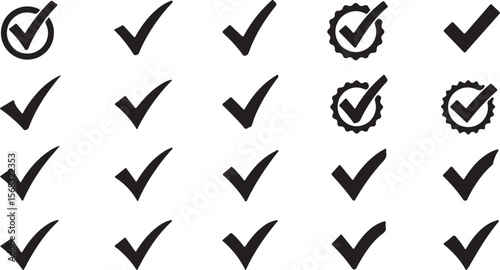 CheckMark vector icon. Set of simple check mark. Green check mark icon. Tick symbol. Accept okay symbol for improvement or checklist design. Correct vote choice symbol. Vector illustration