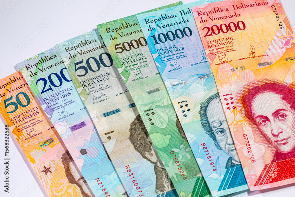 Venezuelan bolivar banknote. Venezuelan money. Background of paper money. Venezuelan bolivar banknote. Venezuelan money. Background of paper money.
