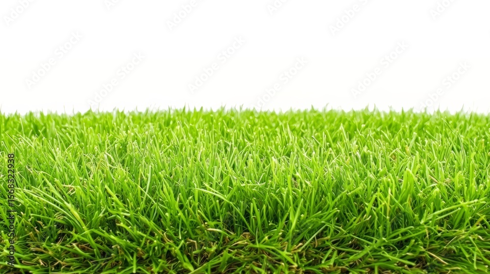 Obraz premium Large green field of grass with no other objects in the image. The field is very lush and vibrant, giving off a sense of freshness and vitality