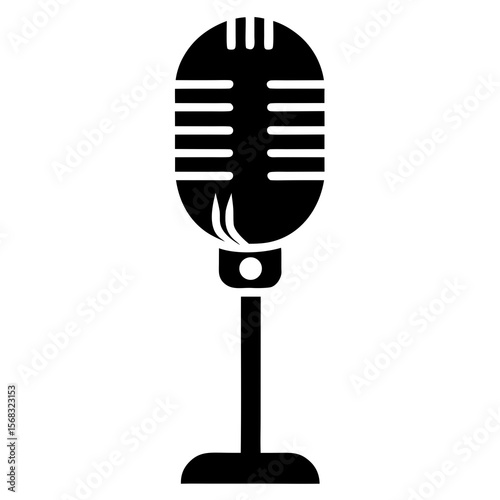 retro microphone on white background