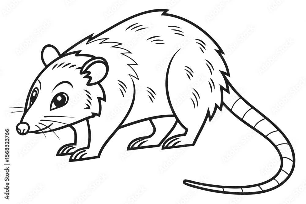 Obraz premium coloring page line art the opossum black vector