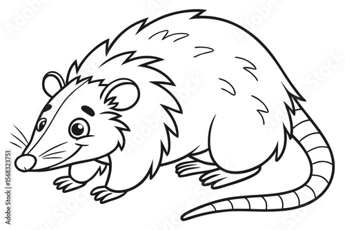 coloring page line art the opossum black vector