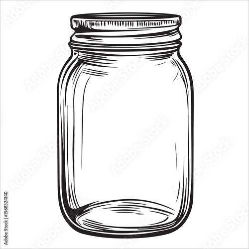 Sketch of a clear glass mason jar 
