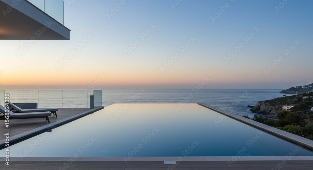 Fototapeta premium Infinity Pool at Dawn Overlooking Coastal Cliffs