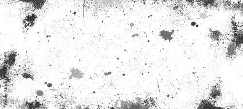 Grainy grunge photo filter background. Black particles, fibers and flecks wallpaper. Vintage rough dirt dotted overlay. Vector sandy gritty template.