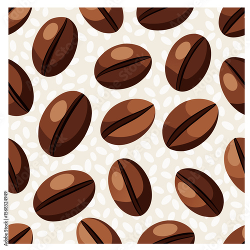 "Seamless Coffee Bean Pattern in Natural Brown Tones – Realistic, Organic Texture for Packaging, Fabric, and Branding Design"