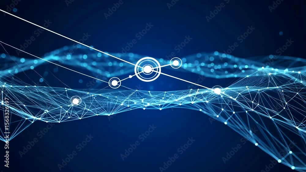 Abstract technology network with connecting points and lines moving slowly, Digital connection and