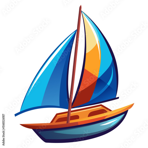 sailing boat on white background