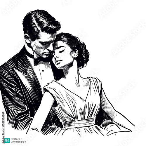 couple illustration vector black and white background templates