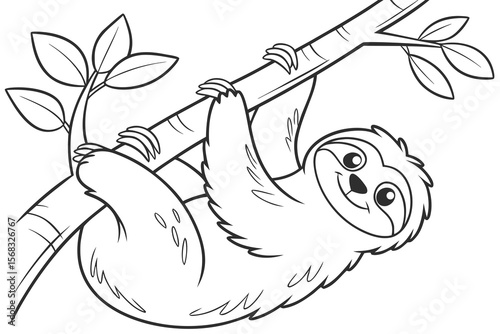 coloring page line art the sloth black vector