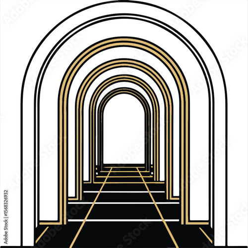 Ancient European stone archways and corridors bathed in light