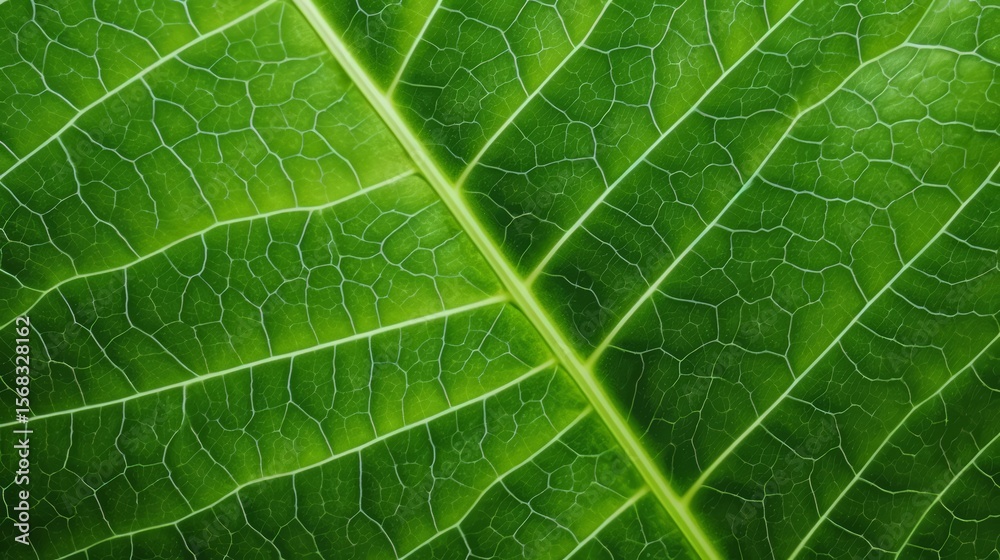 Fototapeta premium Leaf with a green color and a brownish line. The leaf is very thin and has a lot of veins