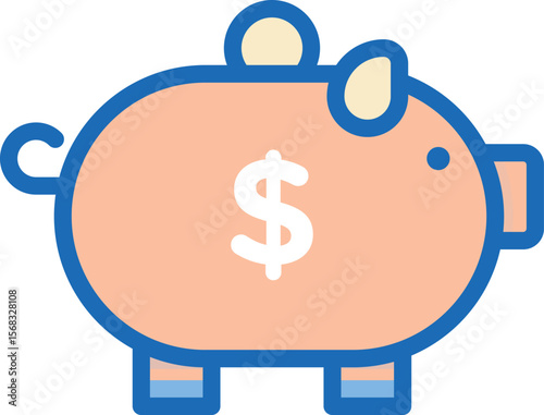 Minimalistic flat icon of a piggy bank perfect for financial apps and savings themes