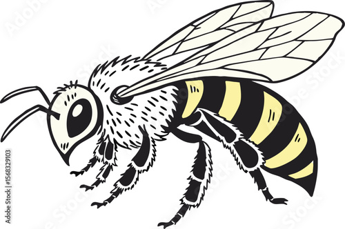 bee. simple yellow and black bumblebee art. honey bee symbol. transparent png and vector illustration.children, clip art, fly, graphic, insect, queen, signs, striped, transparent, wing, drawing, honey
