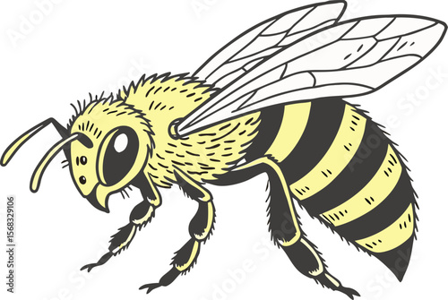 bee. simple yellow and black bumblebee art. honey bee symbol. transparent png and vector illustration.children, clip art, fly, graphic, insect, queen, signs, striped, transparent, wing, drawing, honey