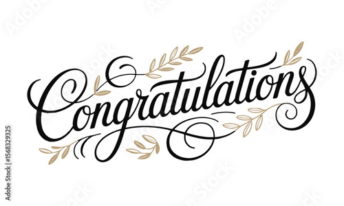 A clean and elegant vector illustration of the word Congratulations in a flowing, cursive calligraphy style, easily editable and scalable.