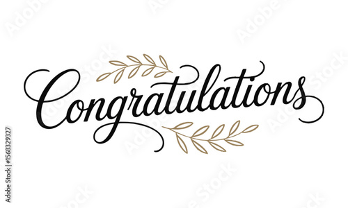 A clean and elegant vector illustration of the word Congratulations in a flowing, cursive calligraphy style, easily editable and scalable.
