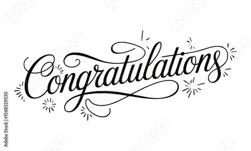 A clean and elegant vector illustration of the word Congratulations in a flowing, cursive calligraphy style, easily editable and scalable.