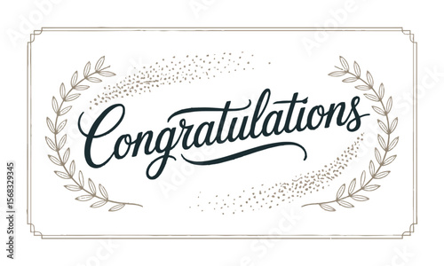 A clean and elegant vector illustration of the word Congratulations in a flowing, cursive calligraphy style, easily editable and scalable.