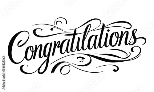 A clean and elegant vector illustration of the word Congratulations in a flowing, cursive calligraphy style, easily editable and scalable.