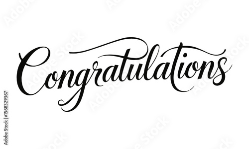 A clean and elegant vector illustration of the word Congratulations in a flowing, cursive calligraphy style, easily editable and scalable.