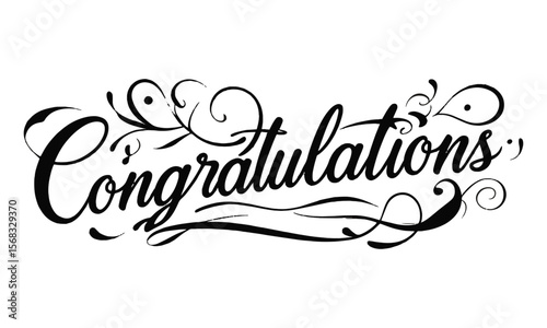 A clean and elegant vector illustration of the word Congratulations in a flowing, cursive calligraphy style, easily editable and scalable.