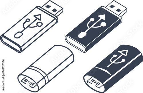 usb icon. vector symbol on transparent background.datum, connection, computer, illustration, technology, wire, cable, design, equipment, sign, symbol, vector, black and white, clip art, clipping path,