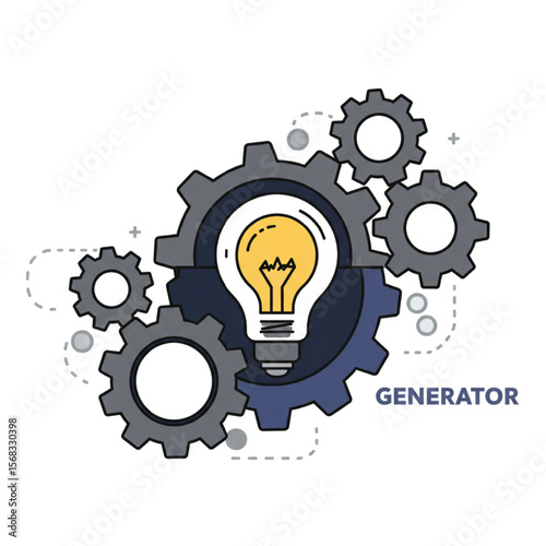 Group gears, concept teamwork, generator business idea - vector Adobe Illustrator Artwork