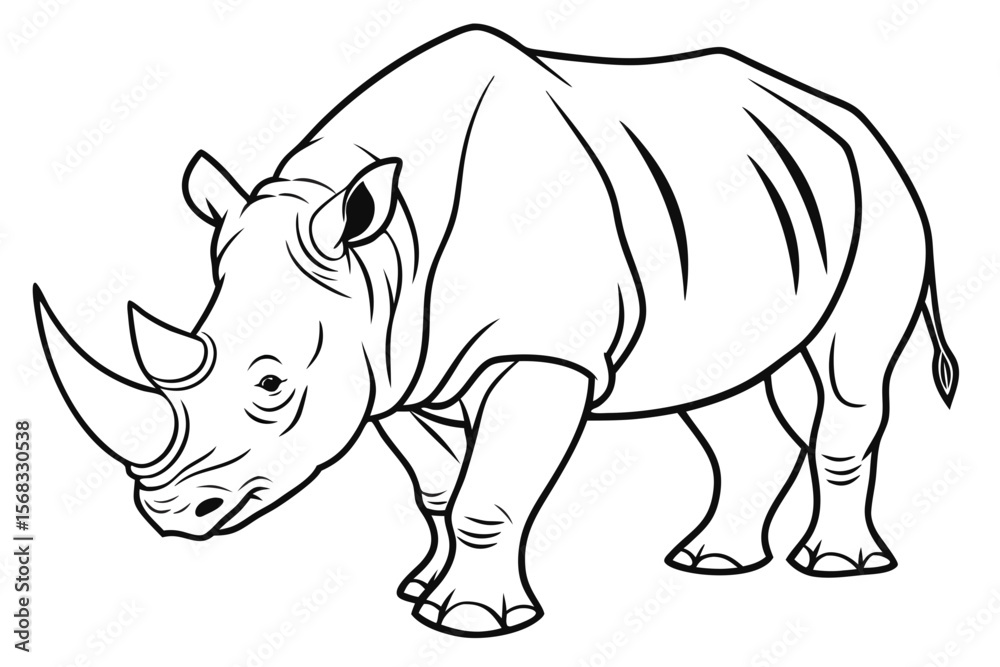 Fototapeta premium coloring page line art the rhinoceros black vector