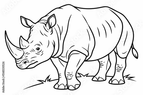 coloring page line art the rhinoceros black vector