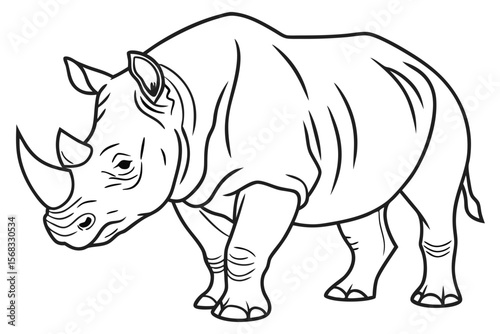 coloring page line art the rhinoceros black vector