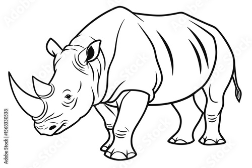 coloring page line art the rhinoceros black vector
