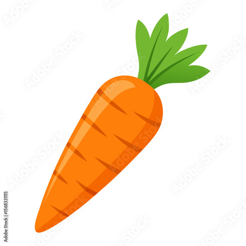 A simple and bright drawing showcases a fresh carrot with green leaves, ideal for food themed designs or promoting healthy eating habits, adds a touch of nature to any project.