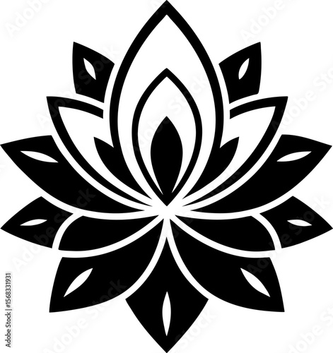 Minimalist Black and White Alpona Line Art Vector