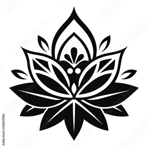 Minimalist Black and White Alpona Line Art Vector