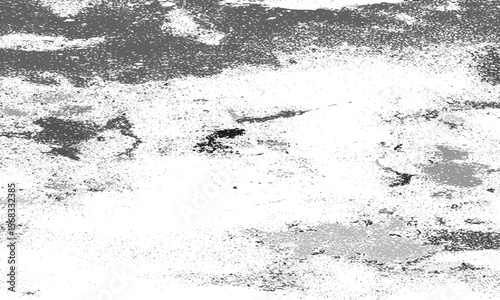 Grainy grunge photo filter background. Black particles, fibers and flecks wallpaper. Vintage rough dirt dotted overlay. Vector sandy gritty template.