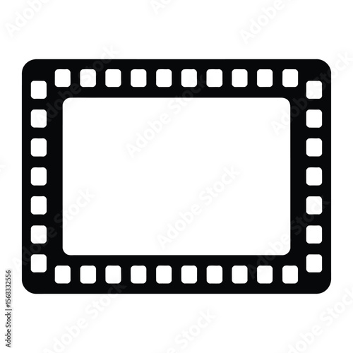 Vintage Film Strip Frame Silhouette, Vector, Illustration, Outline, Line Art, Icon, White Background.