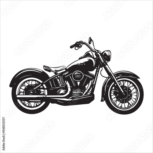 Classic Chopper Motorcycle Black and White Vintage Design 