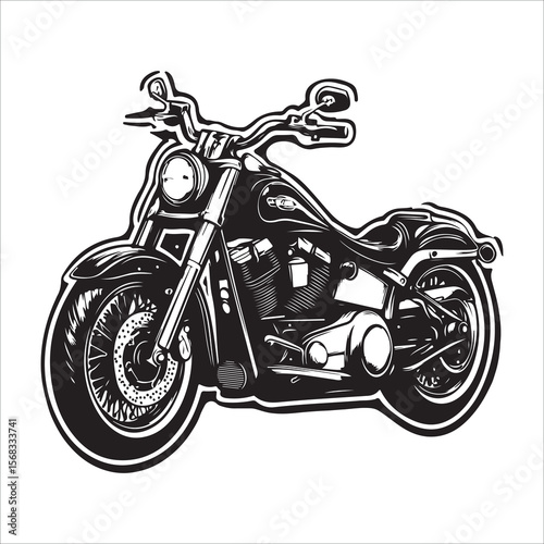Classic Chopper Motorcycle Black and White Vintage Design 