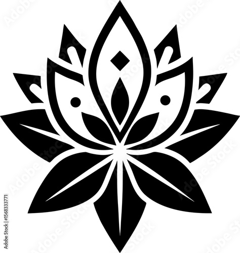 Minimalist Black and White Alpona Line Art Vector