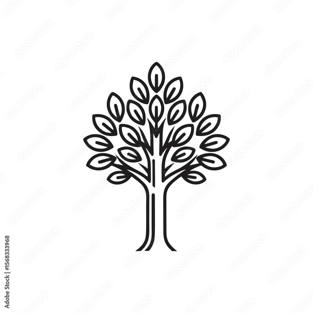 Obraz premium Simple tree outline for logos, presentation, and more.
