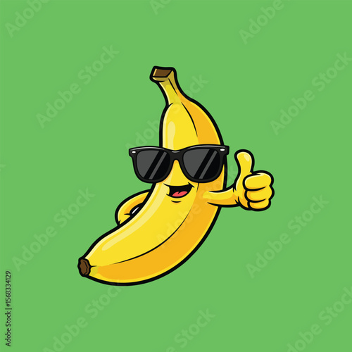 Cool Banana with Sunglasses Giving Thumbs Up