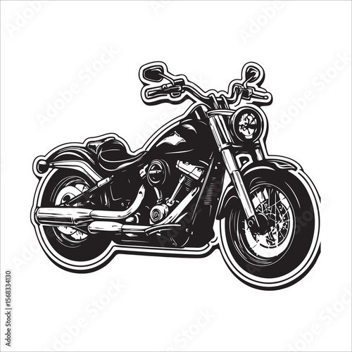Classic Chopper Motorcycle Black and White Vintage Design 