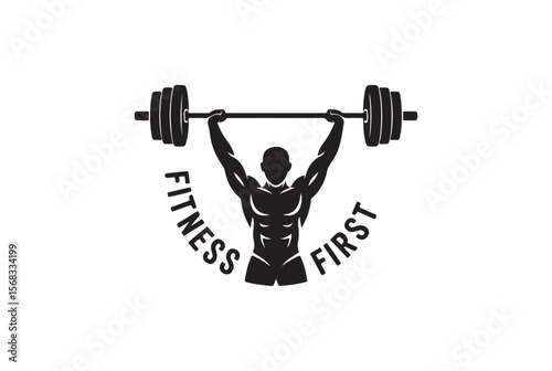 Muscular man lifting a barbell with weights in a dynamic pose isolated on white background