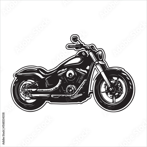 Classic Chopper Motorcycle Black and White Vintage Design 
