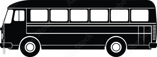 Vector art of a black bus is isolated on white background